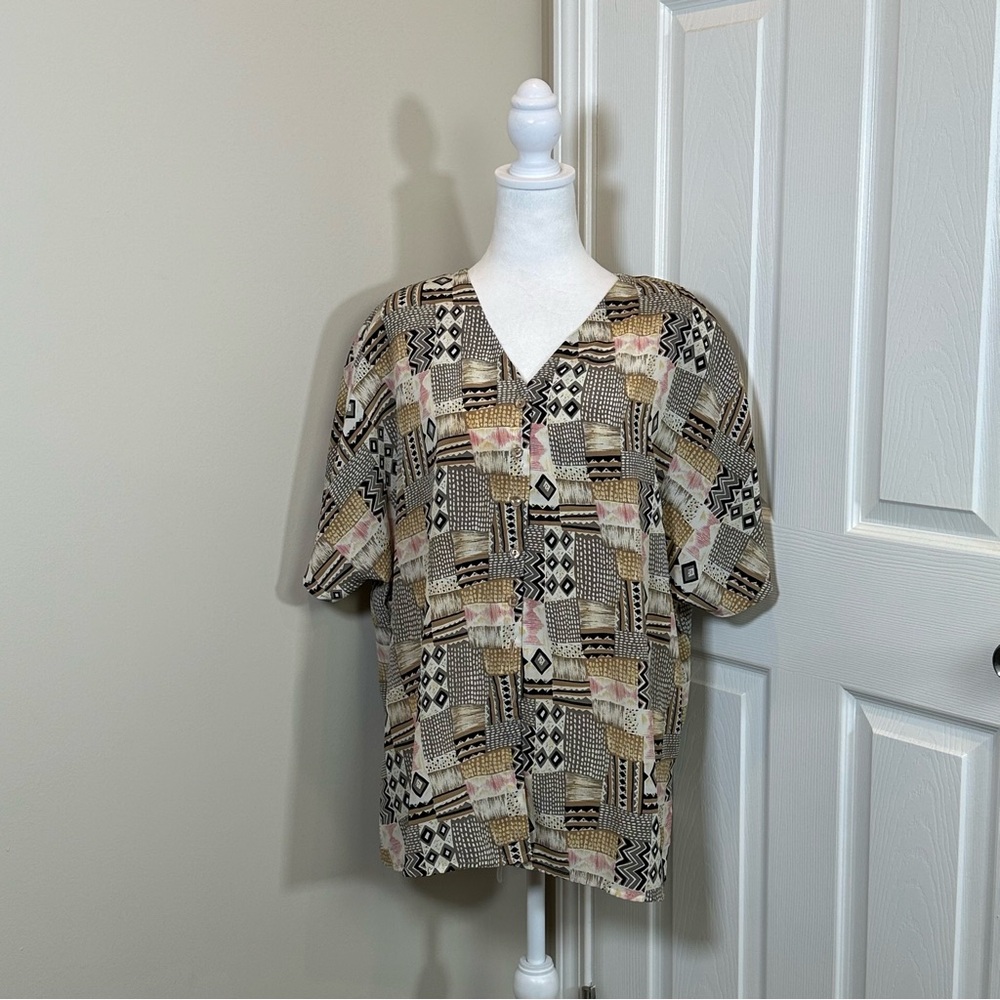 Notations Multicolor Patterned Button Down Size 1… - image 1